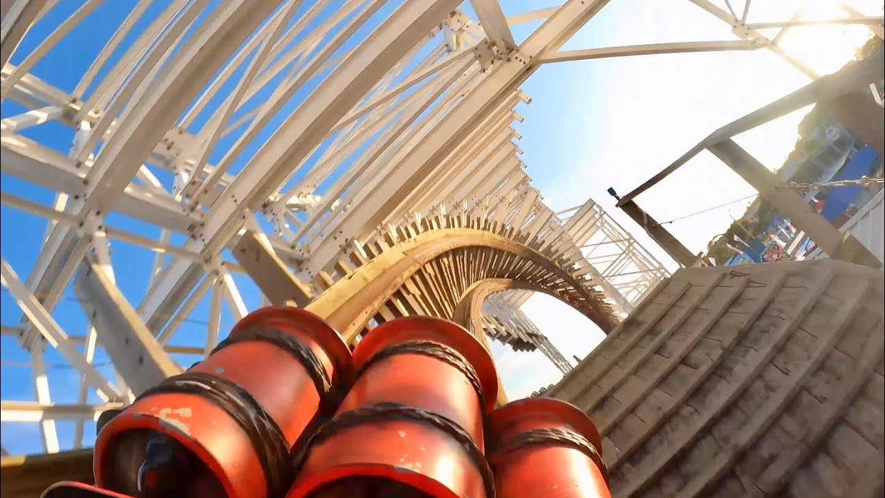 Mine Blower (w/ RMC TRACK) Wooden Roller Coaster 4K POV! | Fun Spot Kissimmee Florida [No Copyright]