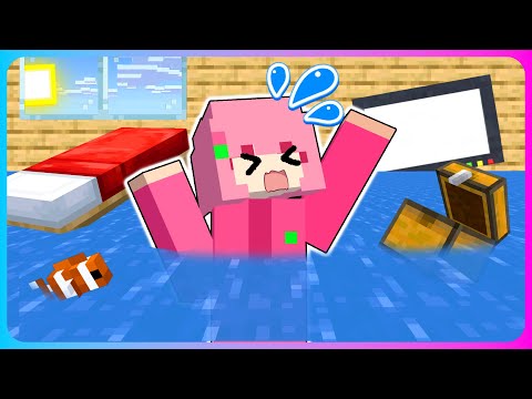 家の中を水でいっぱいにするマインクラフト😨🌊【 マイクラ / Minecraft 】