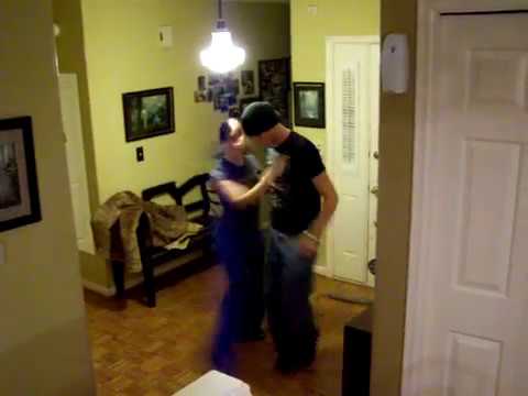 Matt and Steph dancing in the hallway