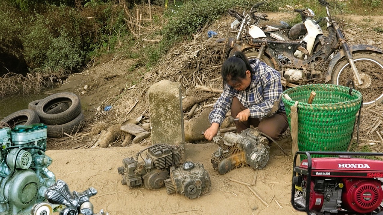 The Mechanical Girl Repairs And Fully Restores A Motorcycle Engine Buried In The Sand