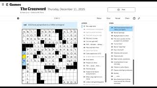 Solving the NYT Crossword 12/11 in 3:38 (New Thursday PR)