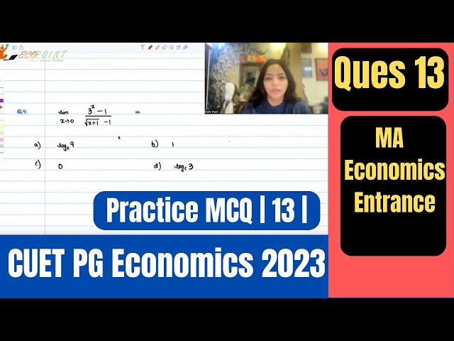 Calculus limits |Exponential series | CUET PG Economics 2023 |CUET MA Economics 2023 |PGPQ44 | Q13 |