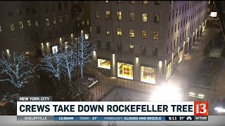 Crews take down Rockefeller Center tree