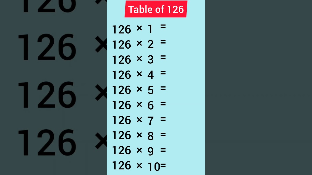 Table of 126 #shorts #education #subscribe #maths 