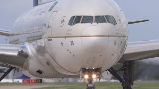 Saudi Arabian Airlines 777-368(ER) Loud Close Up Takeoff at Manchester Airport August 2022