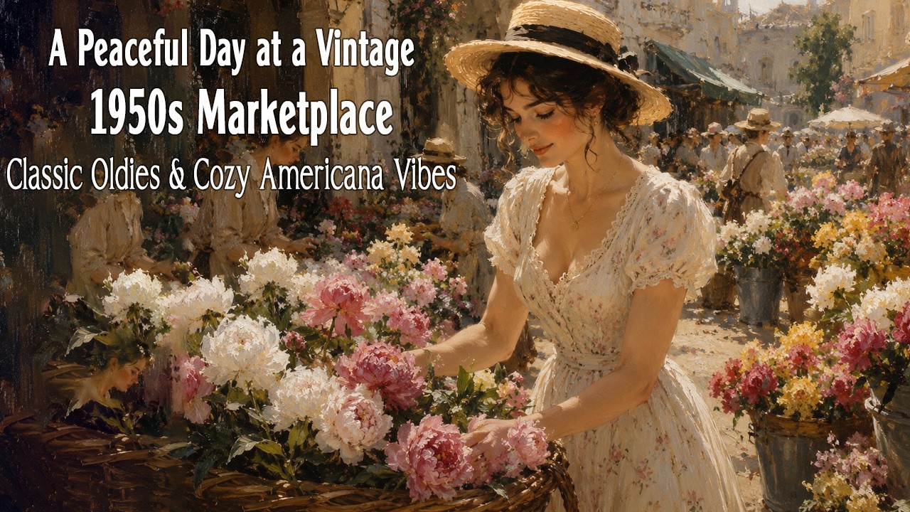 A Peaceful Day at a Vintage 1950s Marketplace 🌼 Classic Oldies