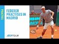 Roger Federer trains in Madrid