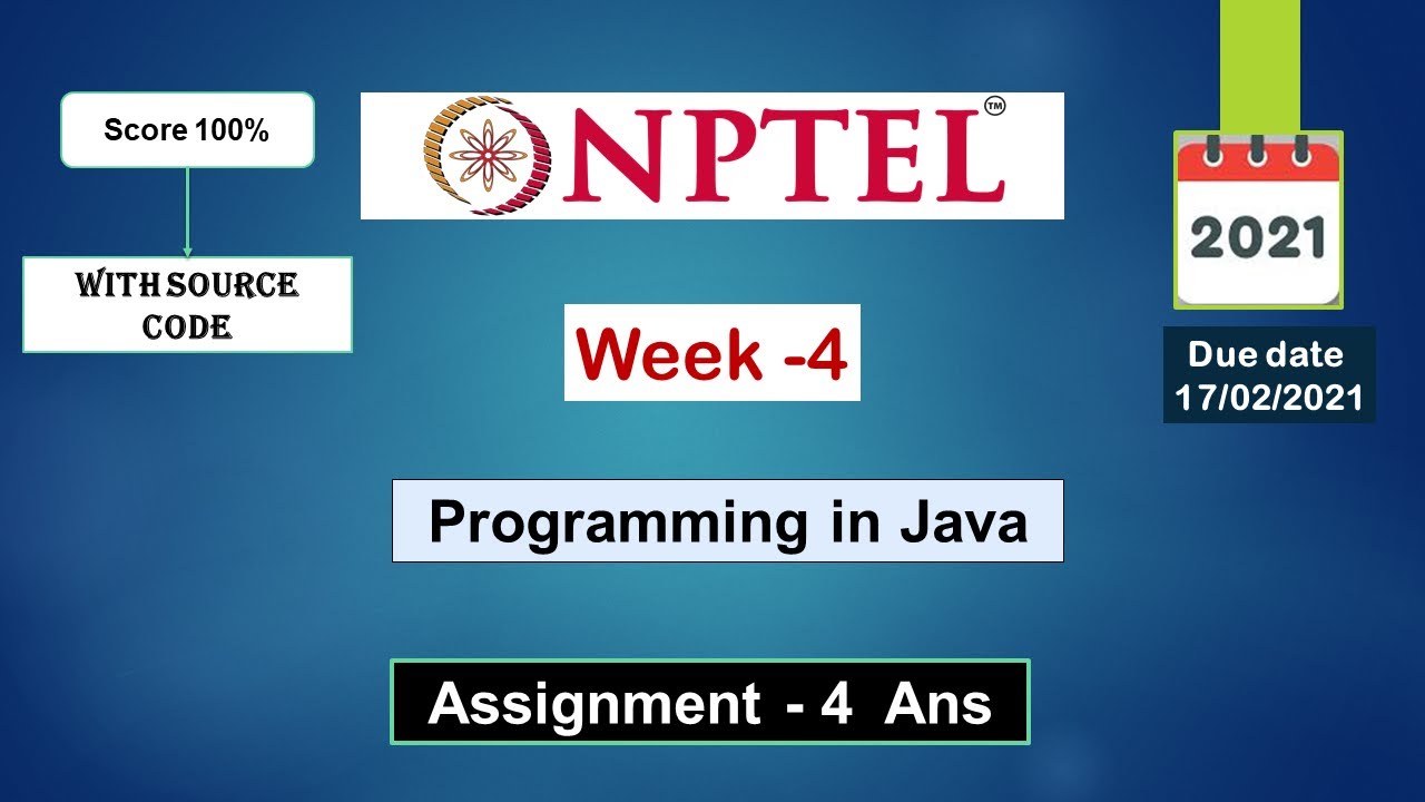 NPTEL Programming in Java Week4 Assignment-4 Solutions 2021 | Swayam ...