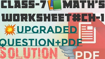 Worksheet | Class-7 | Chapter-1   Integers | Math