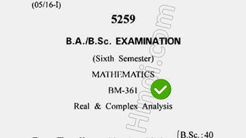 2016 Cdlu BSc 6th Sem Maths Real & Complex Analysis Question Paper