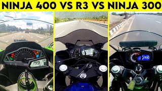 Ninja 400 VS Yamaha R3 VS Ninja 300 | 0 TO 150 | TOPSPEED BATTLE !!!