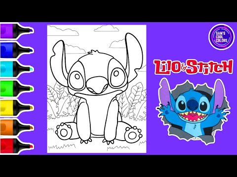 Coloring Stitch from Lilo & Stitch Coloring Book Page | Markers