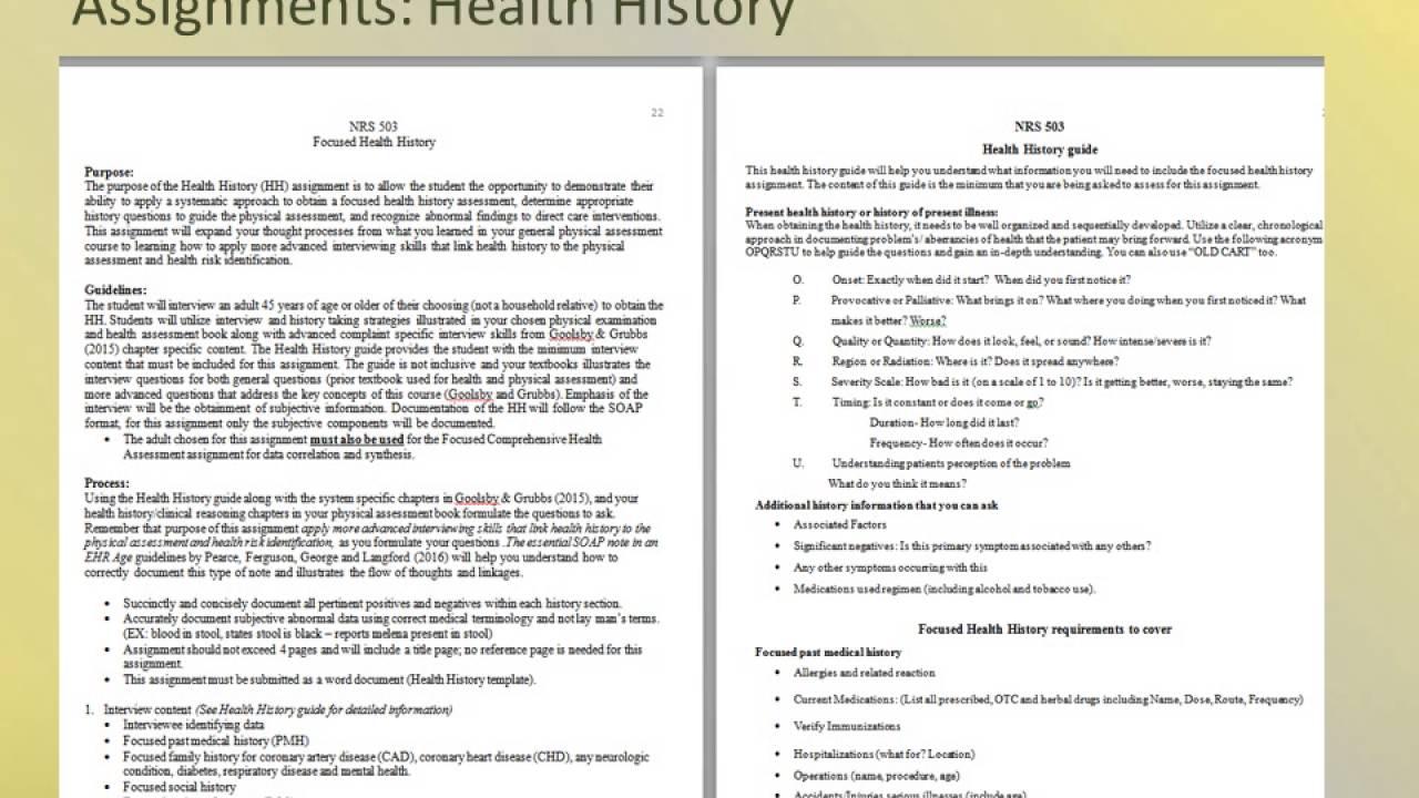 assignment on health history