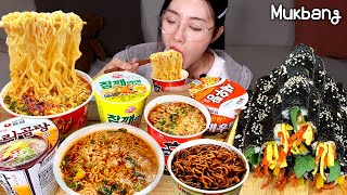 homemade kimbap and 7 kinds of ramen ㅣ Korean Samyang Ramen EATING SHOW ASMR REAL MUKBANG