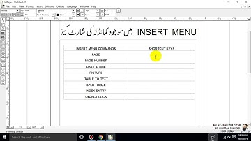 Advanced CIT Course - SHORTCUT KEYS FOR INSERT MENU COMMANDS in Urdu Inpage - 148