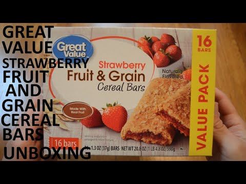 Unboxing Great Value Strawberry Fruit & Grain Cereal Bars 16 Bar Value ...