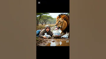 Lion Earn Virtue From Woman Rescueefforts Emotional Positive 