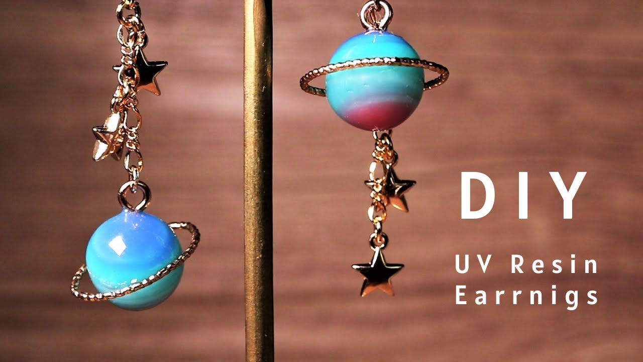 【UVレジン】100均モールドで惑星ピアスを作りました🪐How to make resin earrings✧Planet【DIY】