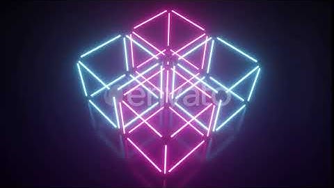 Four Rotating Glowing Neon Cube | Motion Graphics - Envato elements