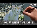 【油絵】1日で林の中の猫を描く | Oil Painting Time Lapse | メイキング | 動物 | Animal | 描き方