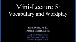 Mini-Lecture 5: Vocabulary and Wordplay