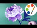 Easy way to paint  the Peony,  painting by a round brush, painting for beginners