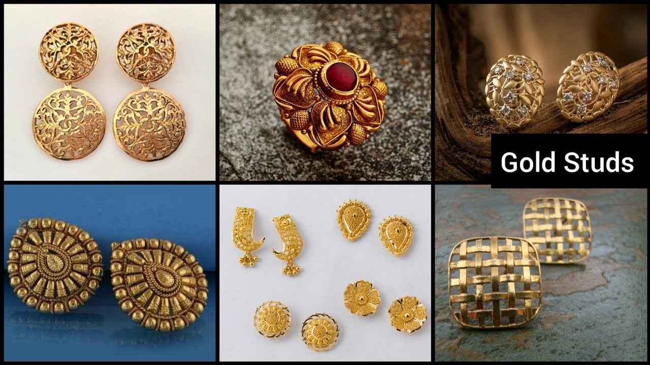 100+ Latest Light Weight Gold Studs Earrings Style For Daily Wear
