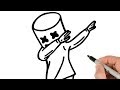 How to draw marshmello dabbing step by step