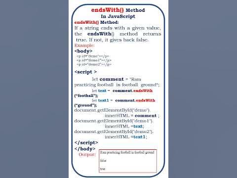 endswith() method in javascript @ensolutions5210 #javascript #endswith ...
