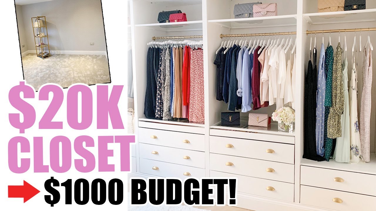$20,000 CLOSET... ON $1000 BUDGET! IKEA PAX HACK CLOSET - YouTube