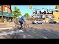 Detroit Ann Arbor Walk Around Last Day of Sun  | 5k 60 FPS | City Sounds