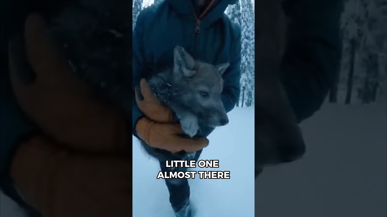 This little wolf was sinking into the ice… 