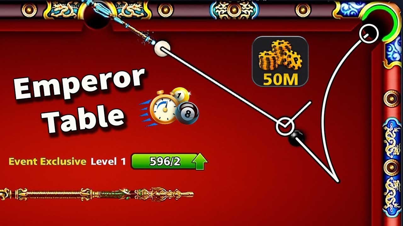 8 Ball Pool | Emperor Table 50M Coins 🤯 Cue Level Max 596 Upgrade ...