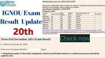 IGNOU published Result New Update 20th || IGNOU declared December 2021 exam result