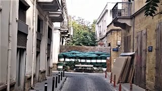 Walking on Ariadnis Street, on the green line, in Old Nicosia, Cyprus (Oct 14, 2019)