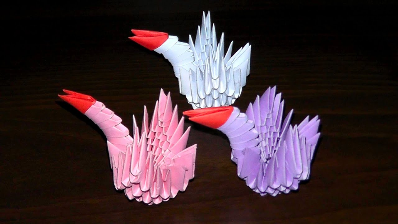 Модульное оригами: Лебедь схема сборки