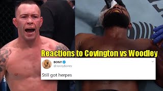 MMA pro's react to Colby Covington's TKO stoppage on Tyron Woodley after 5 round domination