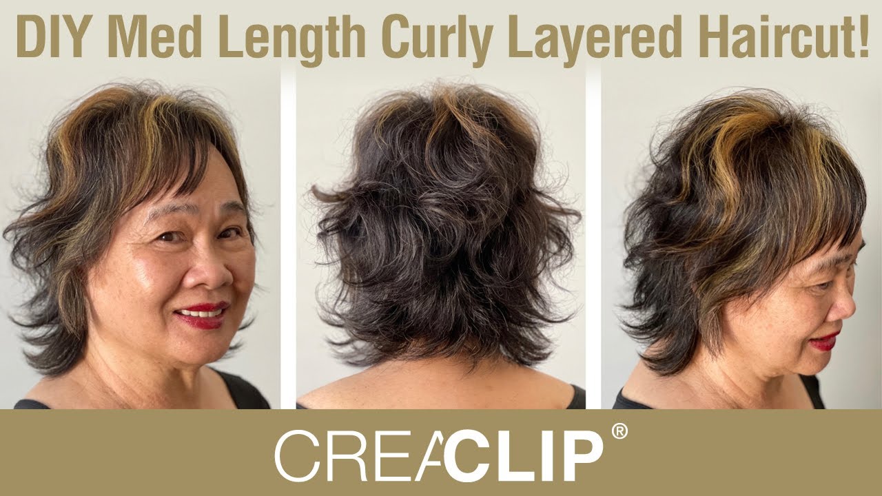 DIY Curly Layered Bob Haircut for Fine Thin Hair! -- NEW MEDIUM SIZE  ORIGINAL CREACLIP -- - YouTube