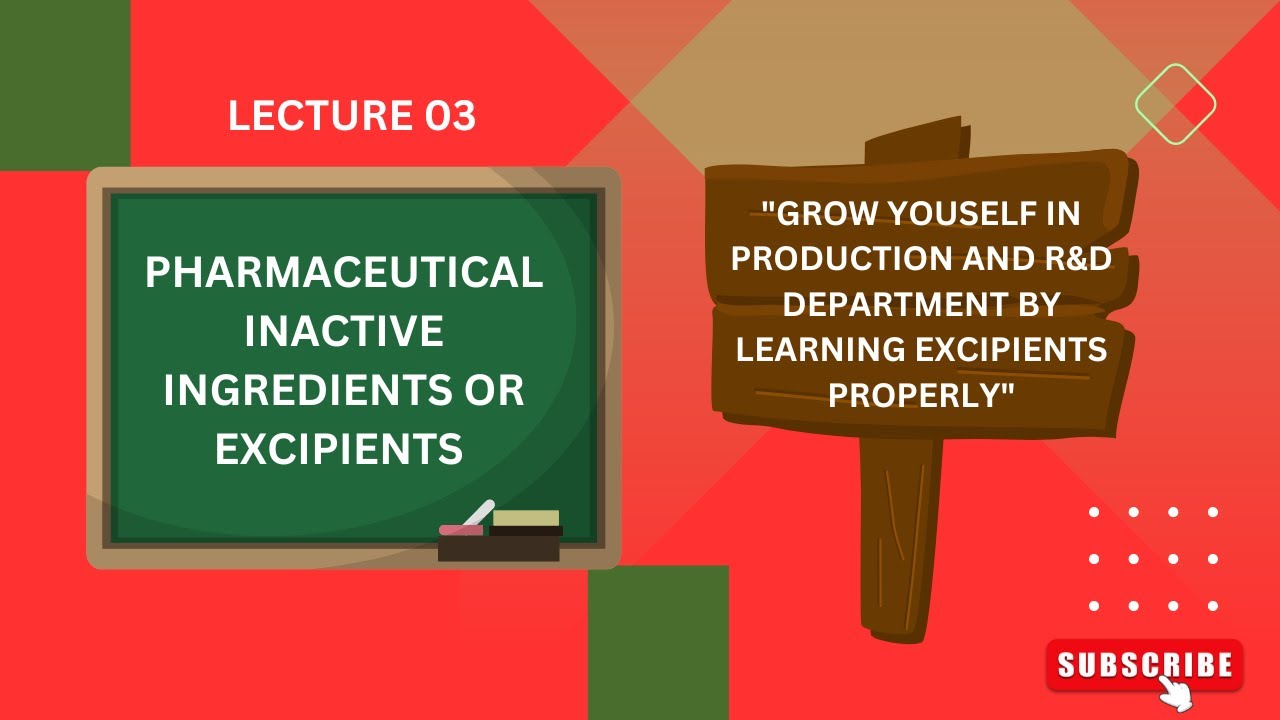 Pharmaceutical Inactive Ingredients or Excipients | Lecture 01 