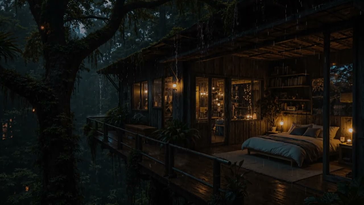 Quiet Midnight Rain Falling Around a Hidden Forest Cabin 🌧️🌲 | Deep Sleep & Relaxation