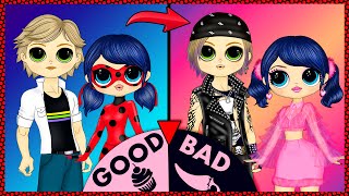 Miraculous Ladybug and Cat Noir Bad Girl vs Good Girl Challenge - DIY Paper Dolls & Crafts