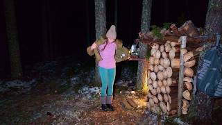 How to Build a Shelter in the Wild | Solo Girl Creates the Perfect Forest Camp, part 3🌲🔥 