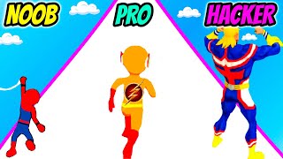 Super Hero Run 3D - NOOB vs PRO vs HACKER