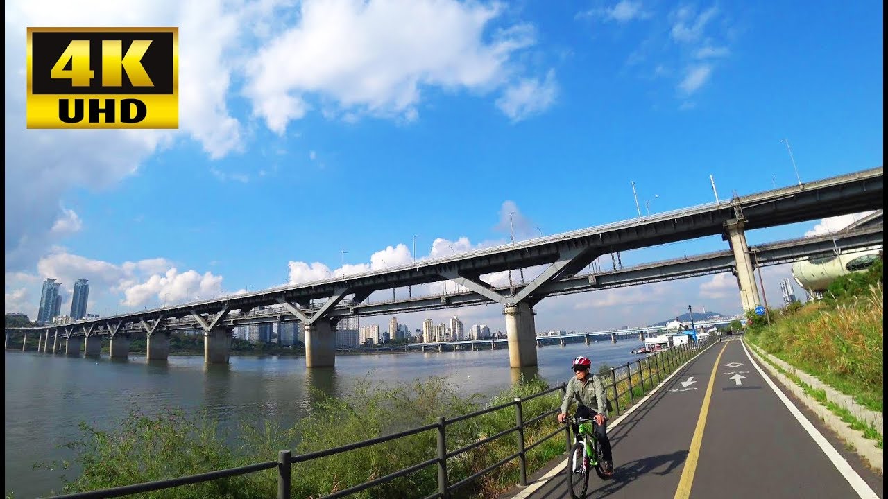 HAN RIVER Bicycle Tour at Ttukseom Resort, Seoul, Korea (4K UHD)