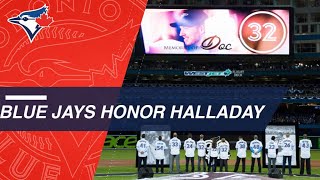 The toronto blue jays hold a ceremony on opening day to remember
pitcher roy halladay, who passed away in 2017 about major league
baseball: base...