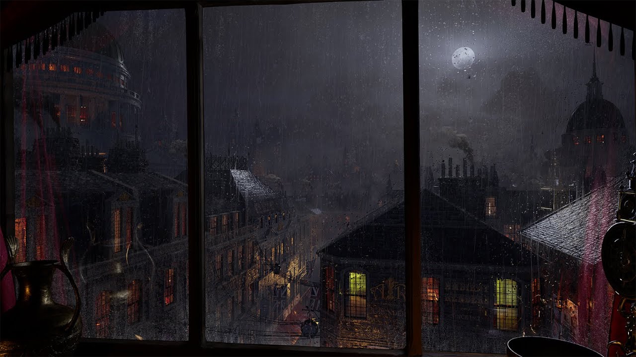 Regen am Fenster mit Donnergeräuschen - Regen im Wald bei Nacht -  Entspannung, Schlaf und Lernen