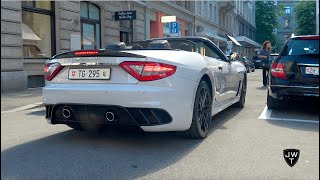 Maserati GranCabrio MC Stradales \& GranTurismos in Zurich! GREAT Exhaust SOUNDS!