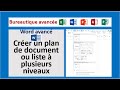 Bureautique avancée Word avancé Créer un plan de document ou liste à plusieurs niveaux