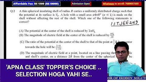 ELECTROSATIC PROBLEM IIT JEE 2019 BY RKH SIR(B.TECH IIT D) AUTHOR OF IRODOV SOL