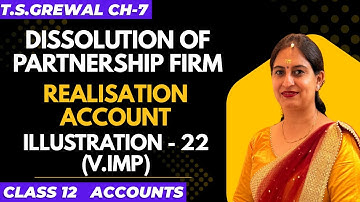 DISSOLUTION OF FIRM(Realisation Account) CHAPTER 7 T.S.Grewal CLASS 12 ILLUSTRATION - 22 Accounts